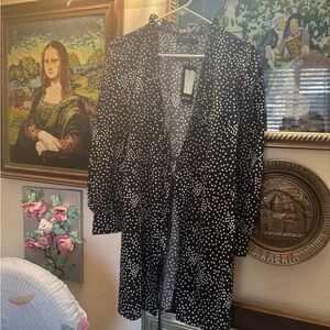 Nasty Gal Black and White Dotted Blazer